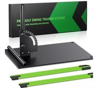 Ayuda de entrenamiento de golf de ángulo ajustable para corrección de camino de swing y estabilidad de postura con diseño de base de hierro portátil (base + barra guía)