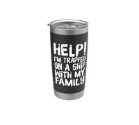Ayuda divertida atrapada en un barco Vacaciones Familiares Crucero Viaje Vaso térmico de acero inoxidable de doble pared