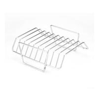 Ayuda para asar costillas de acero inoxidable diseñada para mantener la carne fuera de las rejillas de la parrilla mientras permite que la grasa se drene naturalmente (plata)