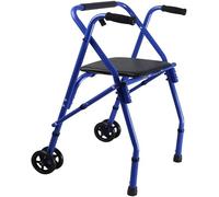 Ayuda para caminar Andador con ruedas para adultos mayores Rodillo plegable de peso pesado para personas mayores Altura ajustable Rodamiento de rueda delantera súper ancho 100 kg