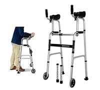 Ayuda para caminar Andador vertical extra alto para personas mayores - Andador con estructura para caminar Rueda plegable y liviana con apoyabrazos con muleta rodante - Soporta hasta 400 lib