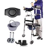 Ayuda para caminar Andadores con ruedas estándar para personas mayores Andador ligero y plegable con brazo de asiento, altura ajustable Asistente para caminar seguro y estable equipado con almohadill