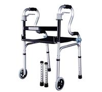 Ayuda para caminar Andadores estándar para personas mayores Marco para caminar Ligero Plegable Antideslizante Cojín de asiento multifunción Andador para personas mayores, altura ajustable