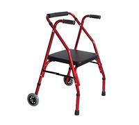 Ayuda para caminar con asiento y ruedas, asistencia móvil ajustable para viajes para adultos, rodillo de aluminio envejecido, andador plegable y ligero