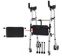 Ayuda para caminar con cojín/Estante para caminar de pie, Anciano con asiento de baño, Andador plegable de aluminio liviano, para padres mayores El doble de comodidad