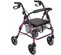 Ayuda para caminar con movilidad de aluminio, estructura para caminar plegable y ligera, freno doble con asiento y bolsa, altura ajustable para personas mayores que comparten