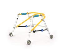 Ayuda para caminar Instrumentos médicos Andador direccional de cuatro ruedas, andador, rehabilitación de miembros inferiores, entrenamiento de andador, marco de pie (amarillo pequeño)