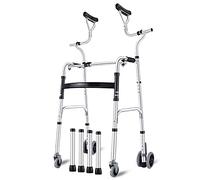 Ayuda para caminar para personas mayores, andador con ruedas con reposabrazos, almohadilla de soporte, aleación de aluminio, andador auxiliar para rehabilitación, altura ajustable, A (C)