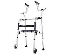 Ayuda para caminar para personas mayores, andador con ruedas con reposabrazos, almohadilla de soporte, aleación de aluminio, andador auxiliar para rehabilitación, altura ajustable, A (B)