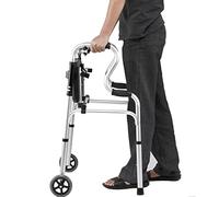 Ayuda para caminar plegable con asiento de cuero Ligera Adultos mayores Mujeres discapacitadas Ruedas Altura ajustable Asistencia para escalones interior/exterior El doble de comodidad