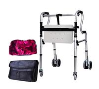 Ayuda para caminar, silla de baño de pie, silla de bastón para caminantes, marco de pasamanos, andador plegable liviano, antideslizante, ruedas para personas mayores y bolsa de almacenamient