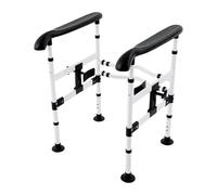 Ayuda para levantarse del inodoro, mango de seguridad ajustable - Altura ajustable 63 - 76 cm, capacidad de carga 150 kg, asas antideslizantes, para personas mayores y problemas de movilidad (negro)