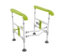 Ayuda para levantarse del inodoro, mango de seguridad ajustable - Altura ajustable 63 - 76 cm, capacidad de carga 150 kg, asas antideslizantes, para personas mayores y problemas de movilidad (verde)