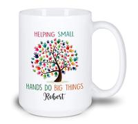 Ayudando A Las Pequeñas Manos A Hacer Grandes Cosas Tazas De Regalo Novedad Tazón De Café Graciosa Tazas Té Regalos Novedosos Para Navidad Amigos Oficina 330ml