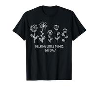 Ayudando a las pequeñas mentes a crecer maestra de jardín de infantes de flores Camiseta