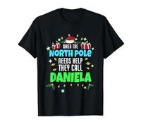 Ayudante del Polo Norte Daniela Christmas Daniela Nombre Camiseta gráfica económica, Hombre, Negro, XL