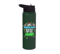 Ayudante del Polo Norte James Christmas James Nombre Stainless Steel Insulated Water Bottle