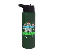 Ayudante del Polo Norte Leonardo Christmas Leonardo Nombre Stainless Steel Insulated Water Bottle