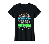 Ayudante del Polo Norte Victoria Christmas Victoria Nombre Camiseta gráfica económica, Mujer, Negro, S