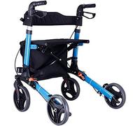 Ayudas médicas para caminar de 4 ruedas, carrito de compras resistente con asiento, andador con andador médico plegable, sistema de freno doble interesante