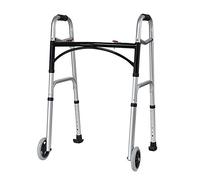 Ayudas para caminar plegables, portátiles, livianas con pie, soporte con ruedas delanteras, ayuda para la movilidad para caminar, aleación de aluminio, 8 velocidades, altura ajustable para personas ma