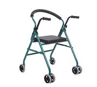 Ayudas plegables para caminar, rueda con asiento para personas mayores, caminante de mano (verde) poderosamente