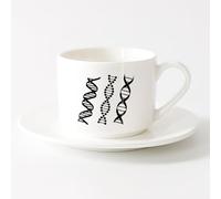 AYUEHBN Café y Bebidas Calientes Genealogía del ADN Biología Química Clase de Ciencias Escolares （6oz/175ml） Para Té, Café, Leche, Capuchino Juego de té con taza y platillo (blanco)