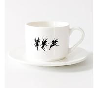 AYUEHBN Café y Bebidas Calientes Sala de juegos infantil de fantasía de cuento de hadas （6oz/175ml） Cappuccino, Latte Macchiato, té, espresso Juego de té con taza y platillo (blanco)