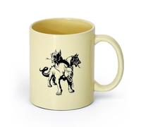 AYUEHBN cerámica Café y Bebidas Calientes Cerbero, animal infernal, mito del perro de tres cabezas （11oz/320ml） Elegante y duradero: apto para microondas y lavavajillas Beige