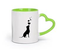 AYUEHBN cerámica Café y Bebidas Calientes Corazones de perro mascota American Staffordshire Terrier （11oz/320ml） Regalo para hombre o mujer Verde
