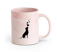 AYUEHBN cerámica Café y Bebidas Calientes Corazones de perro mascota American Staffordshire Terrier （11oz/320ml） Regalo para hombre o mujer Rosa mármol