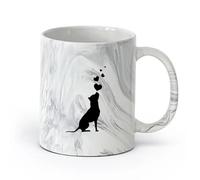 AYUEHBN cerámica Café y Bebidas Calientes Corazones de perro mascota American Staffordshire Terrier （11oz/320ml） Regalo para hombre o mujer Negro mármol