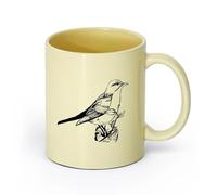 AYUEHBN cerámica Café y Bebidas Calientes Pájaro cantor pájaro en rama animal flores naturales （11oz/320ml） Regalo único de oficina para mujeres y hombres Beige