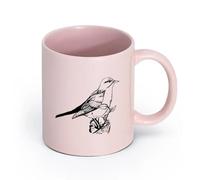 AYUEHBN cerámica Café y Bebidas Calientes Pájaro cantor pájaro en rama animal flores naturales （11oz/320ml） Regalo único de oficina para mujeres y hombres Rosa