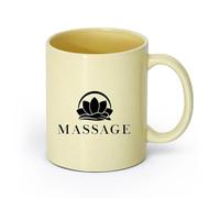 AYUEHBN cerámica Café y Bebidas Calientes Salón de Belleza Masaje Spa Saludable Flor de Loto （11oz/320ml） Para café, sopa, té, leche, latte, chocolate caliente, para mujeres y hombres Beige