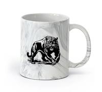 AYUEHBN cerámica Café y Bebidas Calientes Tigre salvaje Animal peligroso Depredador Gran felino （11oz/320ml） Para bebidas calientes, latte, capuchino Negro mármol