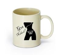 AYUEHBN cerámica Taza de Café Atractivo sexual caliente Mujer consigue chica Club de striptease Mariposas （11oz/320ml） Bebidas calientes, espresso Amarillo claro