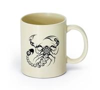 AYUEHBN cerámica Taza de Café con Asa - Cerámica Clásica Adorno tribal de animal de escorpión （11oz/320ml） Taza de cerámica para capuchino, té, leche Amarillo claro