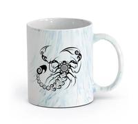 AYUEHBN cerámica Taza de Café con Asa - Cerámica Clásica Adorno tribal de animal de escorpión （11oz/320ml） Taza de cerámica para capuchino, té, leche Azul mármol