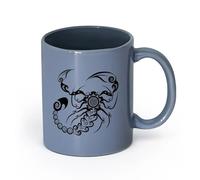 AYUEHBN cerámica Taza de Café con Asa - Cerámica Clásica Adorno tribal de animal de escorpión （11oz/320ml） Taza de cerámica para capuchino, té, leche Gris azulado