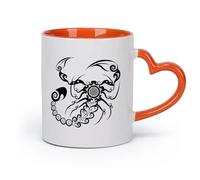 AYUEHBN cerámica Taza de Café con Asa - Cerámica Clásica Adorno tribal de animal de escorpión （11oz/320ml） Taza de cerámica para capuchino, té, leche Naranja