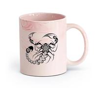 AYUEHBN cerámica Taza de Café con Asa - Cerámica Clásica Adorno tribal de animal de escorpión （11oz/320ml） Taza de cerámica para capuchino, té, leche Rosa mármol