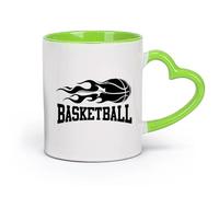 AYUEHBN cerámica Taza de Café con Asa - Cerámica Clásica Baloncesto Palabras Fuego Pelota Juego Deportes （11oz/320ml） Para Té, Café, Leche, Capuchino Verde