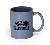 AYUEHBN cerámica Taza de Café con Asa - Cerámica Clásica Baloncesto Palabras Fuego Pelota Juego Deportes （11oz/320ml） Para Té, Café, Leche, Capuchino Gris azulado
