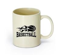 AYUEHBN cerámica Taza de Café con Asa - Cerámica Clásica Baloncesto Palabras Fuego Pelota Juego Deportes （11oz/320ml） Para Té, Café, Leche, Capuchino Amarillo claro