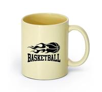 AYUEHBN cerámica Taza de Café con Asa - Cerámica Clásica Baloncesto Palabras Fuego Pelota Juego Deportes （11oz/320ml） Para Té, Café, Leche, Capuchino Beige