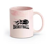 AYUEHBN cerámica Taza de Café con Asa - Cerámica Clásica Baloncesto Palabras Fuego Pelota Juego Deportes （11oz/320ml） Para Té, Café, Leche, Capuchino Rosa mármol