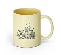 AYUEHBN cerámica Taza de Café con Asa - Cerámica Clásica Bar Cóctel Sombrilla Martini Bebida Alcohólica （11oz/320ml） Para té, café y bebidas calientes Beige