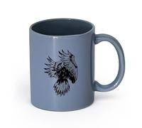 AYUEHBN cerámica Taza de Café con Asa - Cerámica Clásica Búho Noche Bosque Pájaro Volando Tribal （11oz/320ml） Taza de cerámica para capuchino, té, leche Gris azulado
