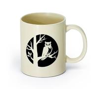 AYUEHBN cerámica Taza de Café con Asa - Cerámica Clásica Búho, pájaro, rama de árbol, hogar viviente （11oz/320ml） Bebidas calientes, espresso Amarillo claro